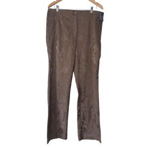 Vanilia Paisley Brocade Becky Pants Sz M Trousers Stretch High Rise Brown NEW